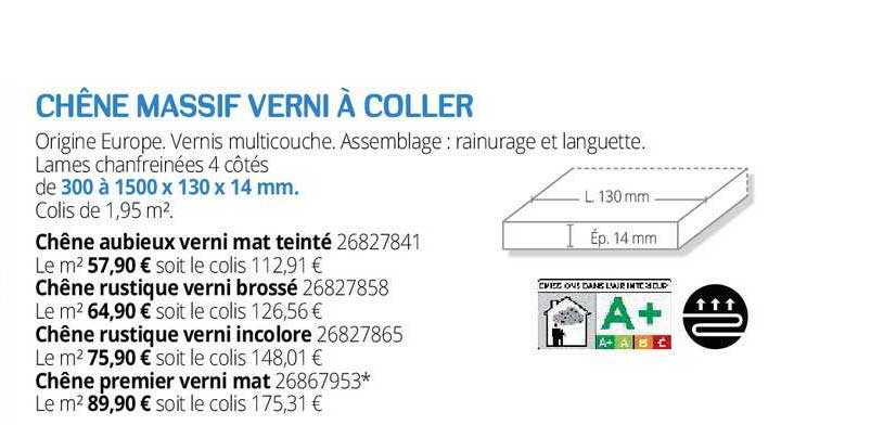 chêne massif verni à coller