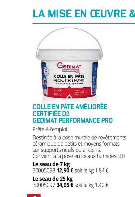 colle en pâte améliorée certifiée d2 gedimat performance pro