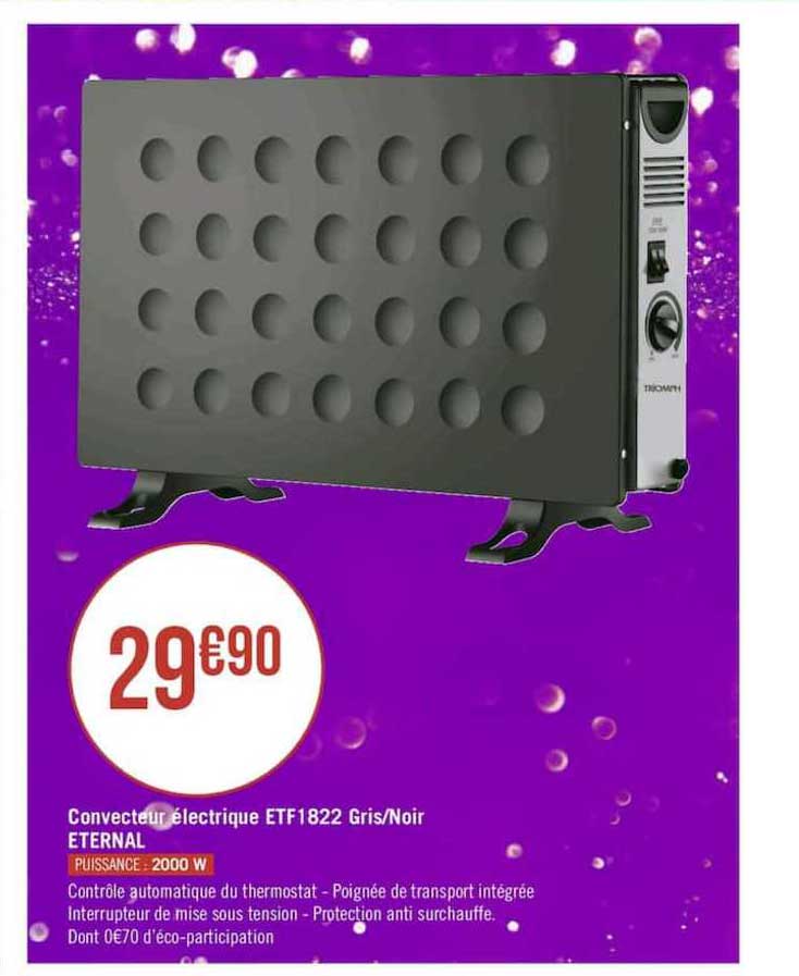 Convecteur électrique Etf1822 Gris Noir Eternal