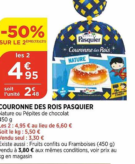 couronne des rois pasquier -50% sur le 2ème