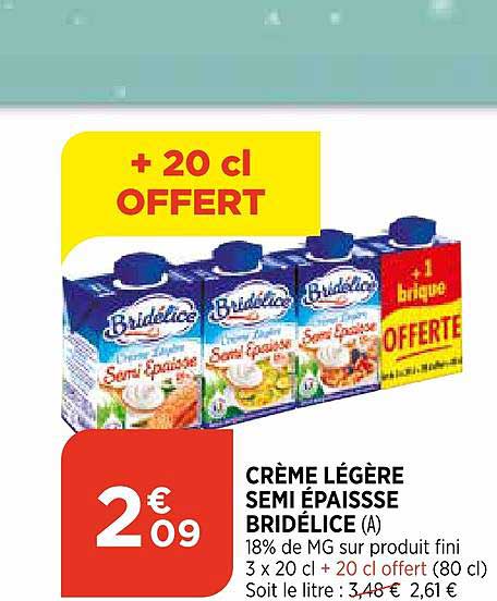 crème légère semi épaisse bridélice