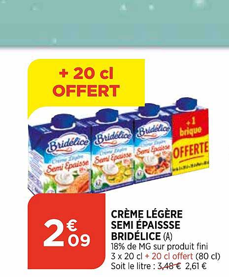 crème légère semi épaisse bridélice