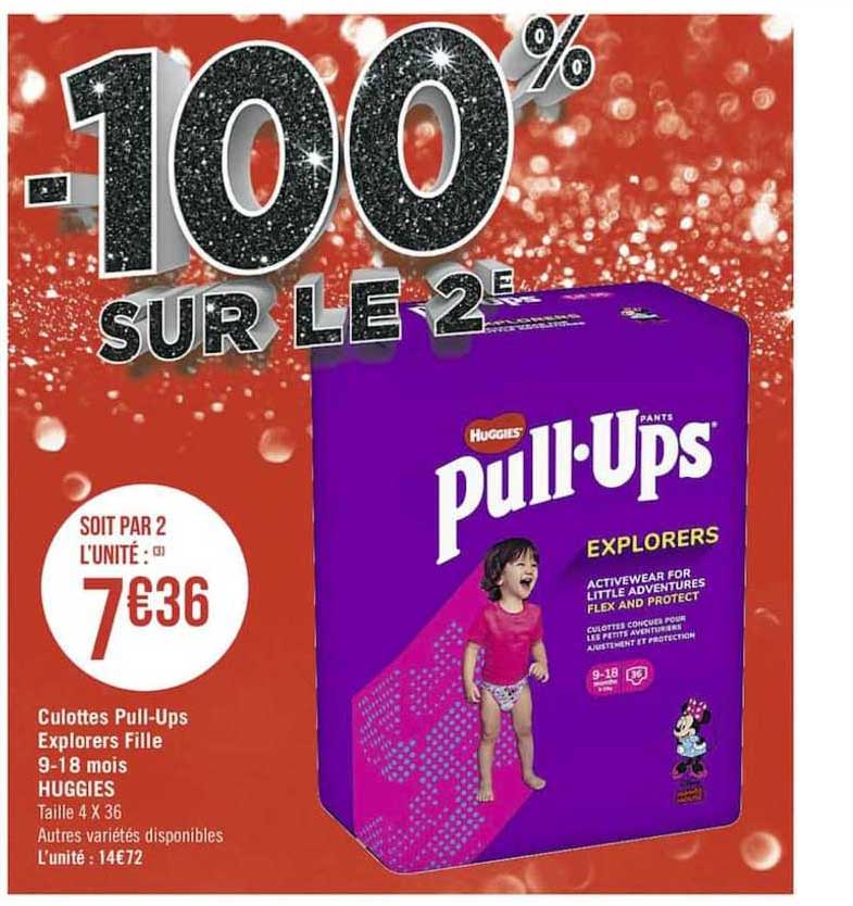 culottes pull-ups explorers fille 9-18 mois huggies