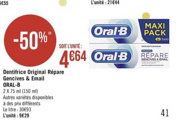 dentifrice original répare gencives & email oral-b