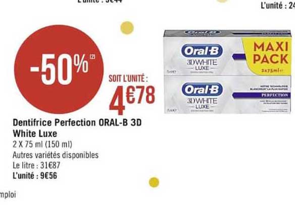 dentifrice perfection oral-b 3d white luxe