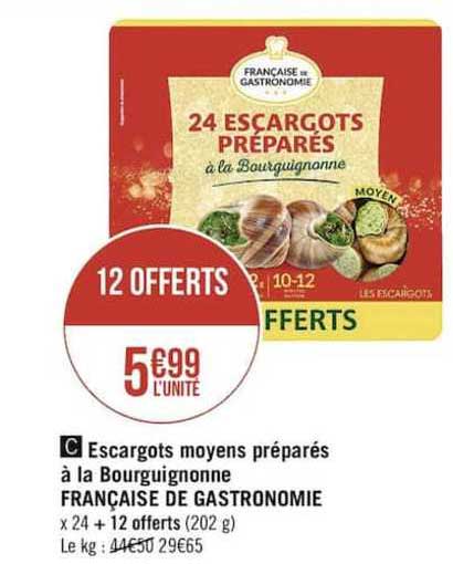 escargots moyens préparés à la bourguignonne française de gastronomie