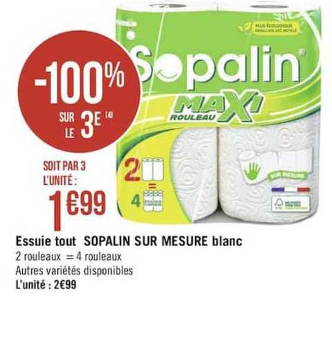 essuie tout sopalin sur mesure blanc 10% sur le 3ème