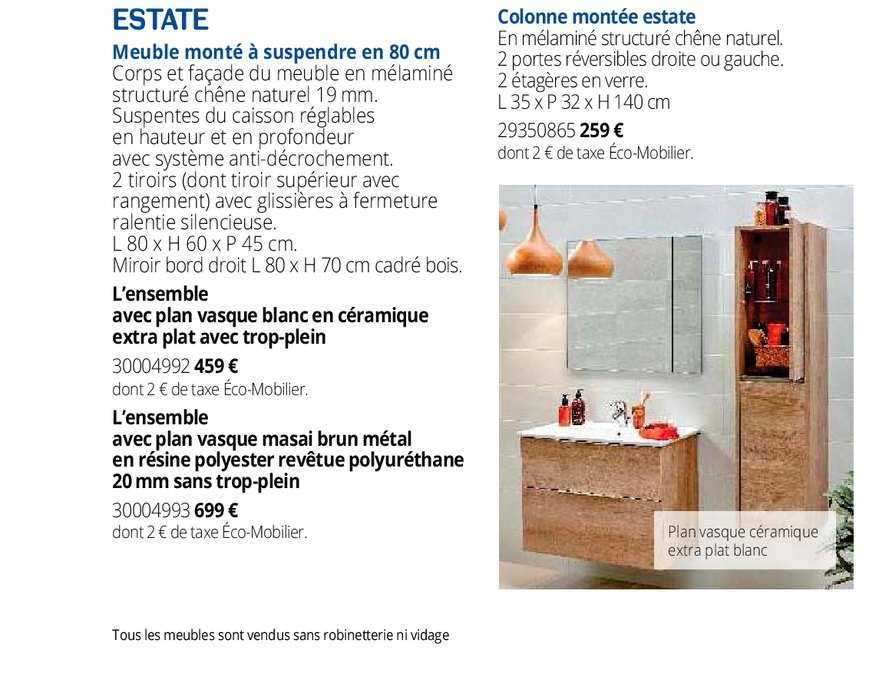 estate meuble monté à suspendre en 80 cm