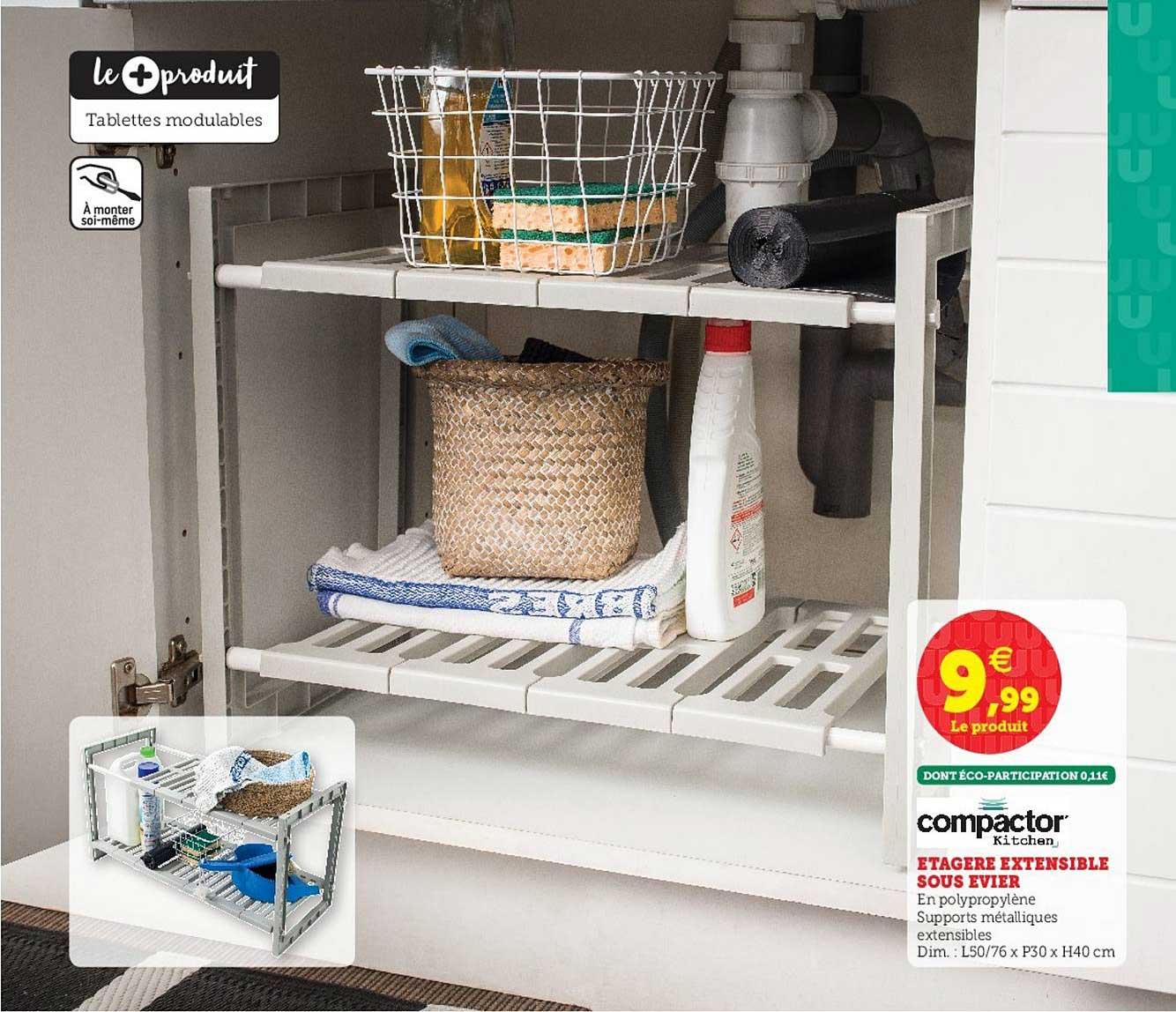 étagère extensible sous évier compactor