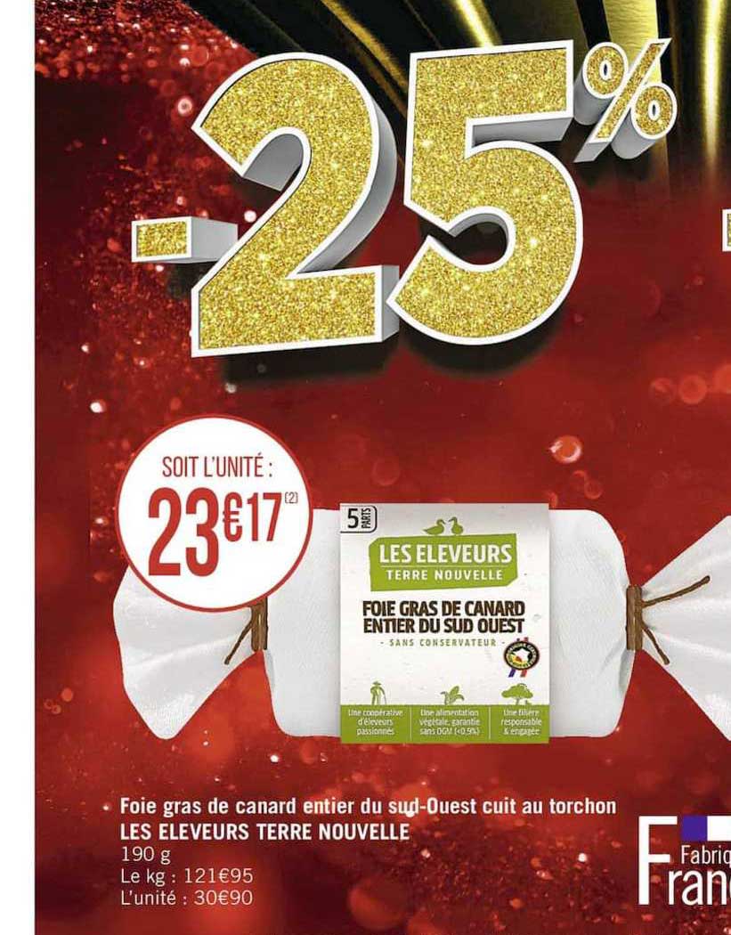 foie gras de canard entier du sud-ouest cuit au torchon les éleveurs terre nouvelle