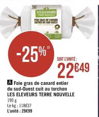 foie gras de canard entier du sud ouest cuit au torchon les eleveurs terre nouvelle