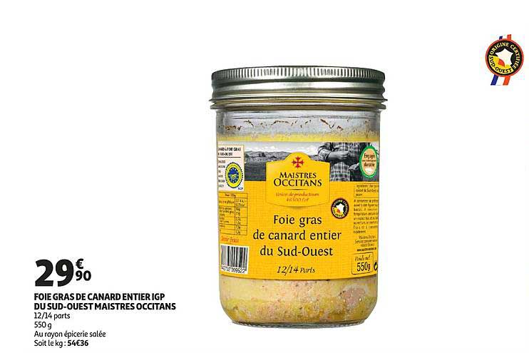 foie gras de canard entier igp du sud-ouest maistres occitans