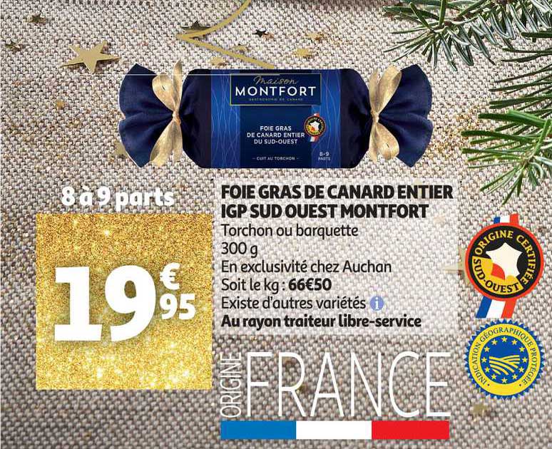 Foie Gras De Canard Entier Igp Sud Ouest Montfort