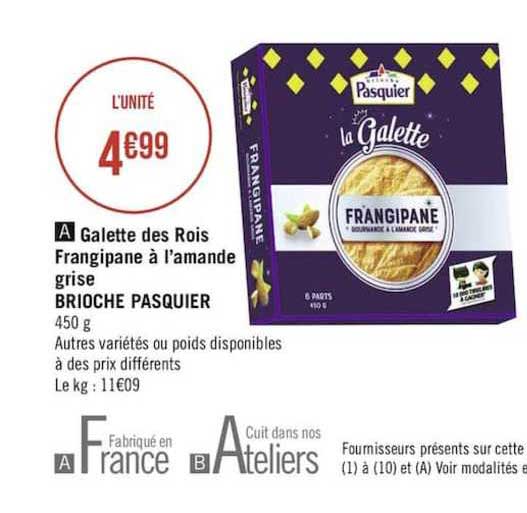 galette des rois frangipane à l'amande grise brioche pasquier