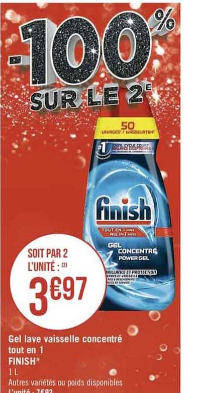 gel lave vaisselle concentré tout en 1 finish