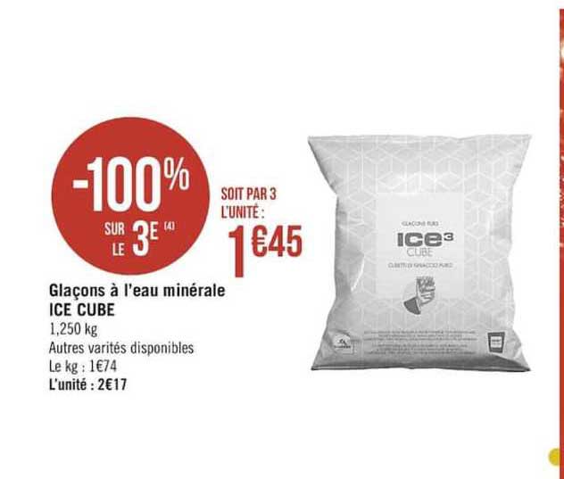glaçons à l'eau minérale ice cube