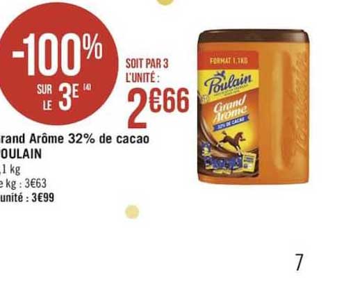 grand arôme 32% de cacao boulain -100% sur le 3ème
