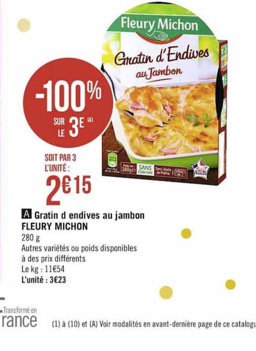 gratin d'endives au jambon fleury michon