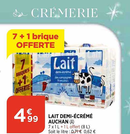 lait demi-écrémé auchan