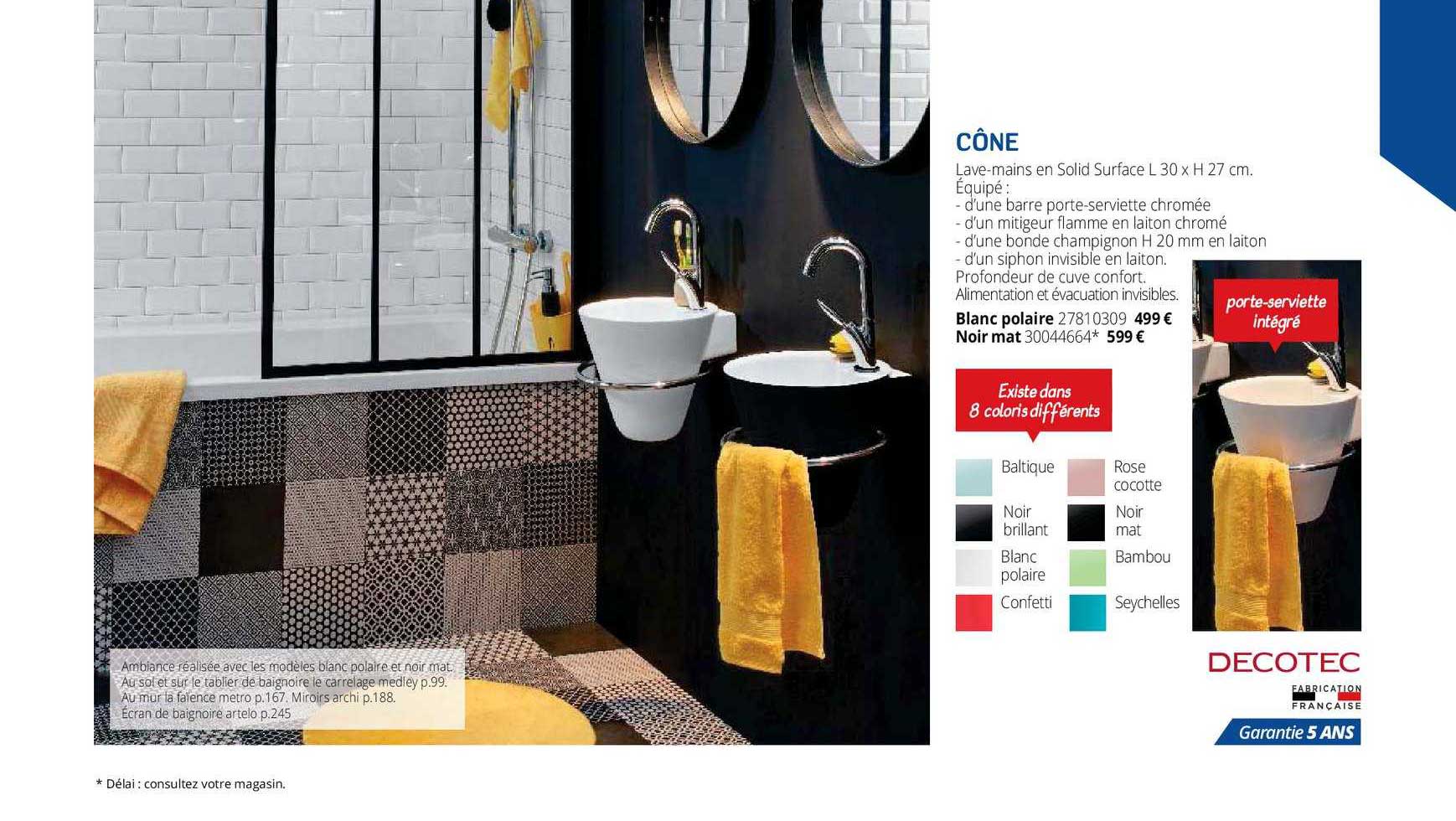 lave-mains en solid surface cône