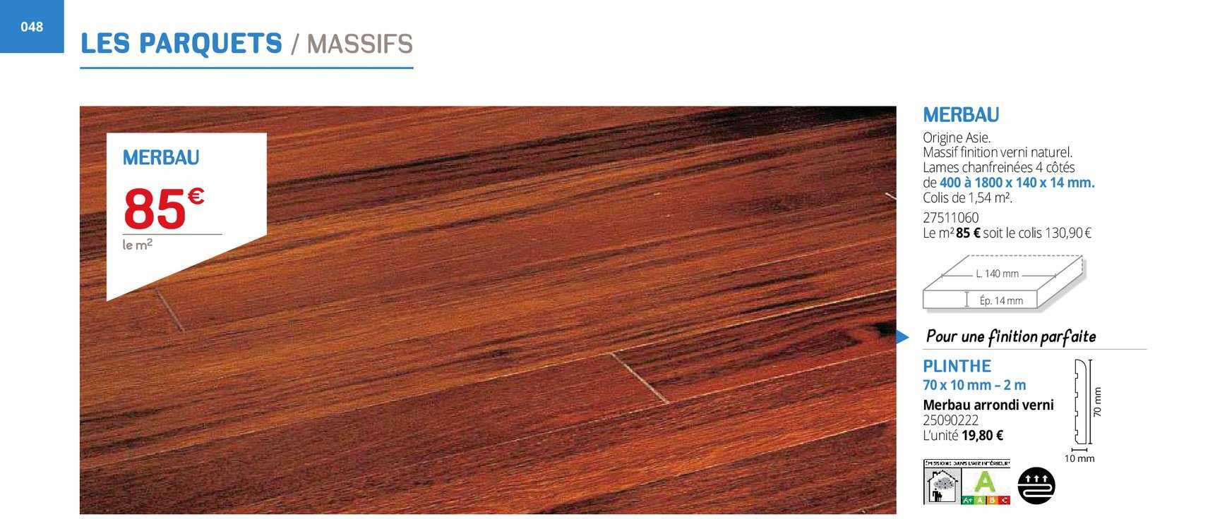 les parquets merbau, plinthe 70 x 10 mm - 2m