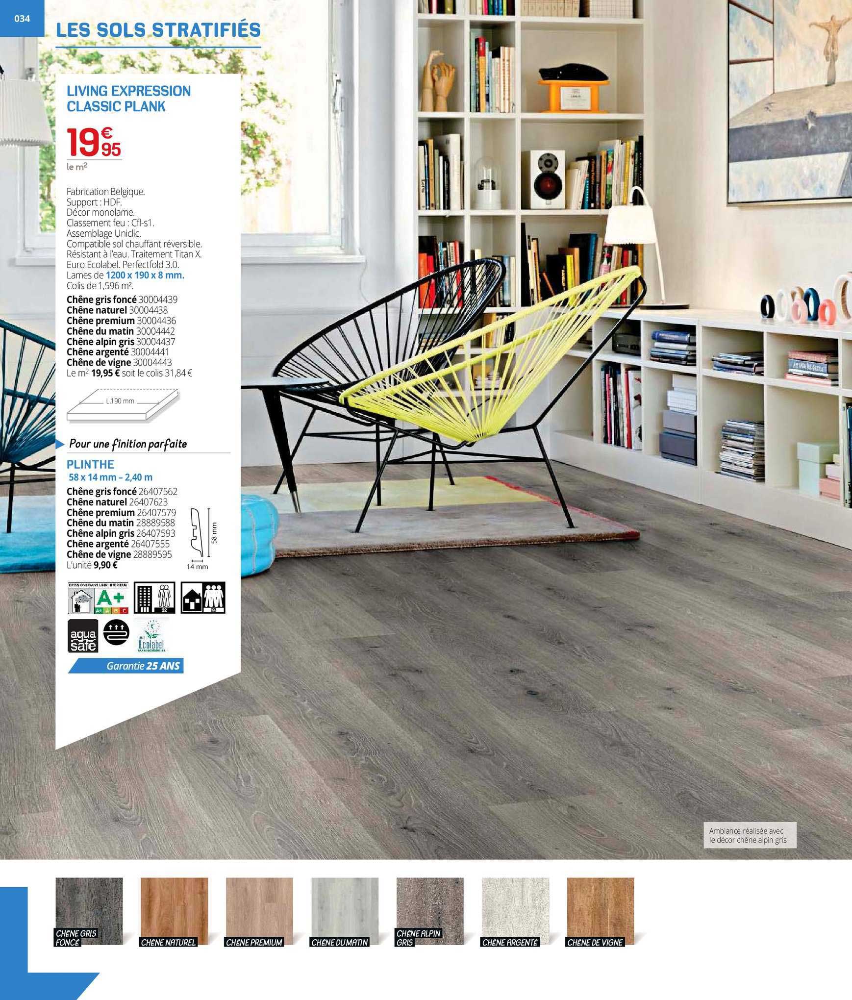 les sols stratifiés : living expression classic plank, plinthe