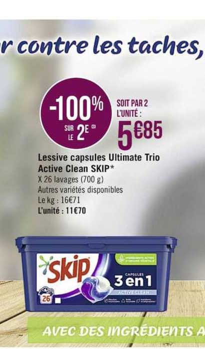 Lessive Capsules Ultimate Trio Active Clean Skip