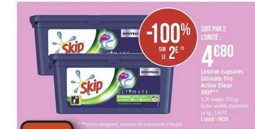 Lessive Capsules Ultimate Trio Active Clean Skip