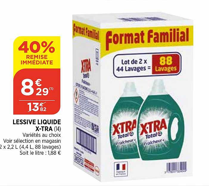 lessive liquide x tra 40% de remise immédiate