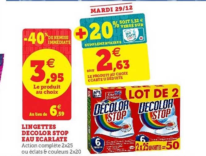 lingettes decolor stop eau écarlate -40% de remise immédiate