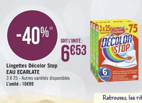 lingettes décolor stop eau ecarlate