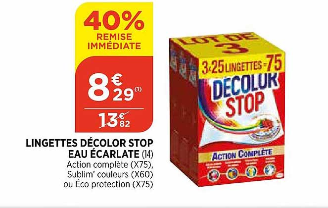 Lingettes Décolor Stop Eau écarlate