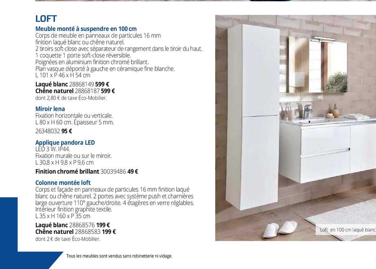 loft meuble monté à suspendre en 100 cm