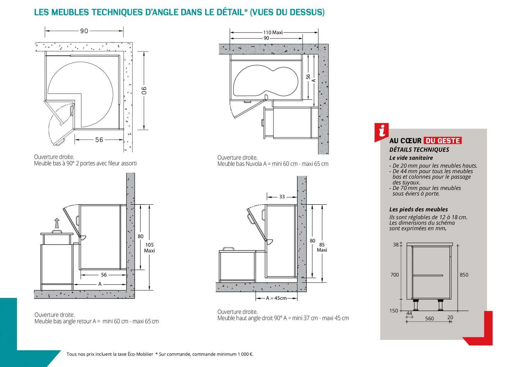 meubles techniques d'angle dans le détail
