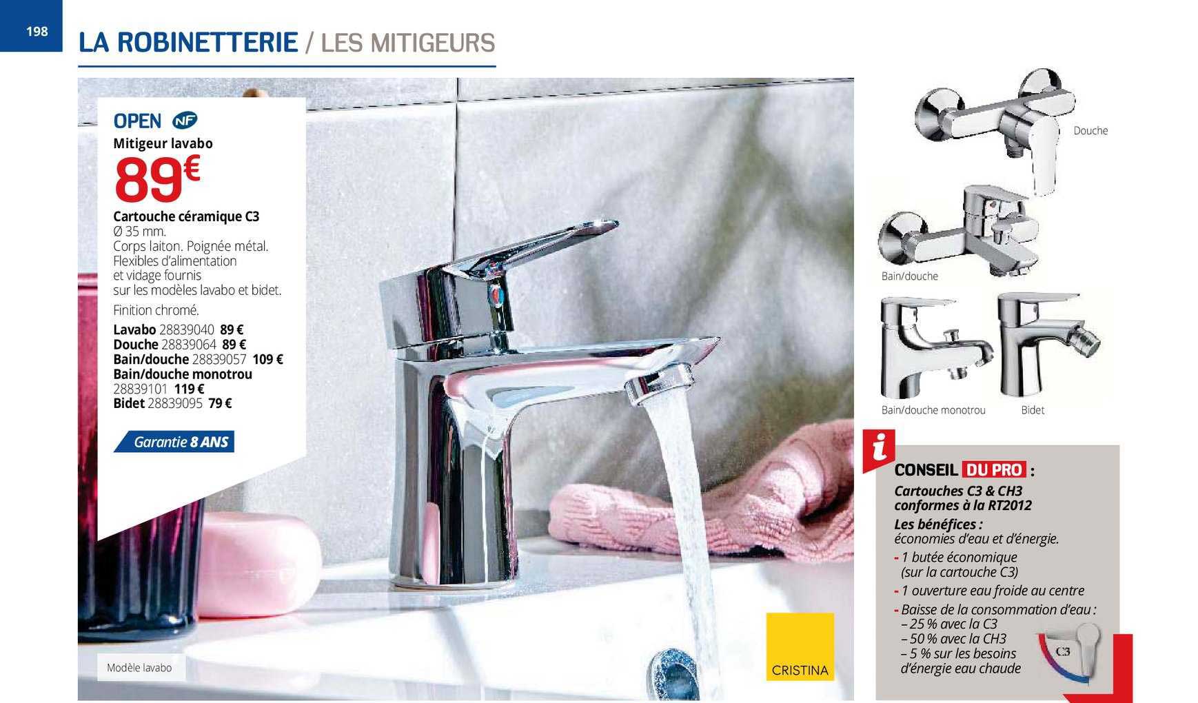 mitigeur lavabo open nf , lavabo, douche, bain douche, bain, douche monotrou, bidet