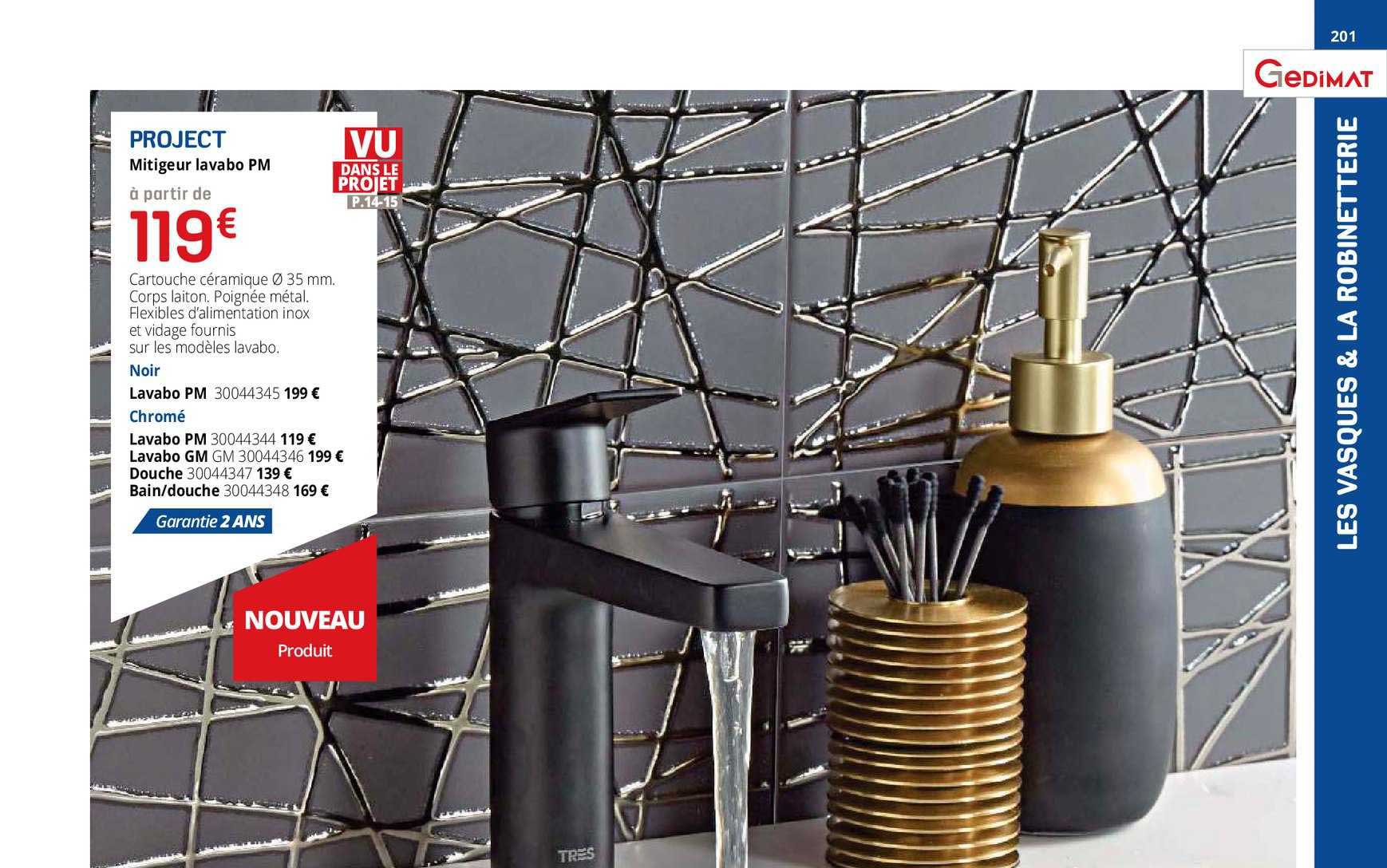 mitigeur lavabo pm project, lavabo pm noir, lavabo pm chromé, lavabo gm, douche, bain douche