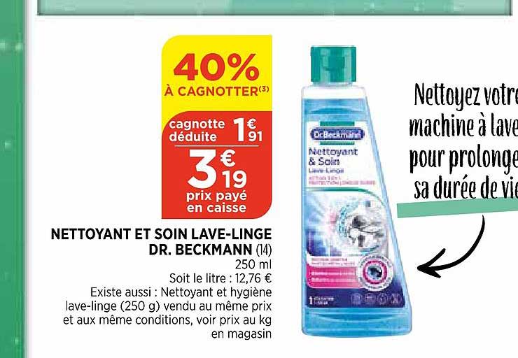 nettoyant et soin lave linge dr. beckmann 40% à cagnotter