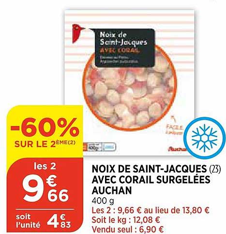 noix de saint-jacques avec corail surgelées auchan