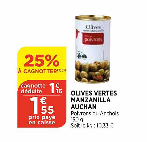 olive vertes manzanilla auchan