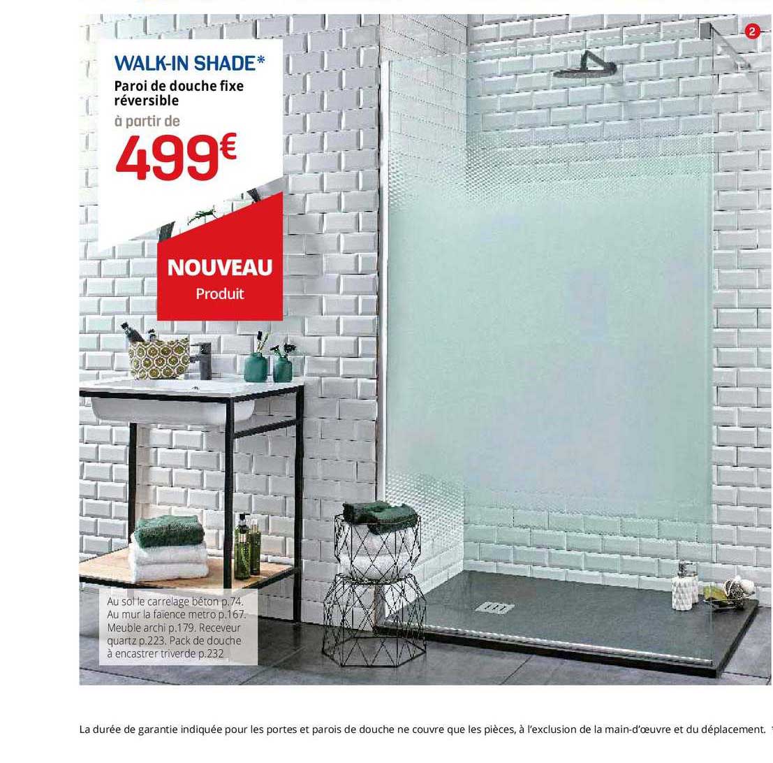 Paroi De Douche Fixe Réversible Walk-in Shade