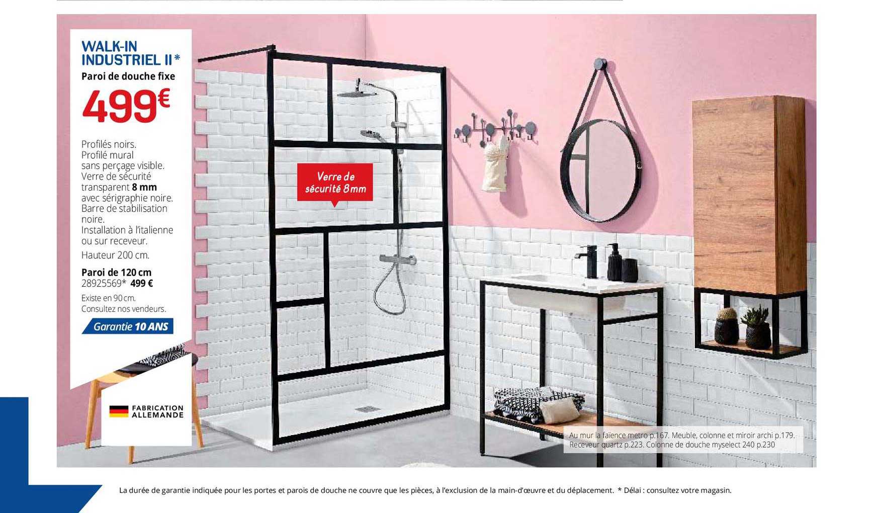 paroi de douche fixe walk-in industriel ii