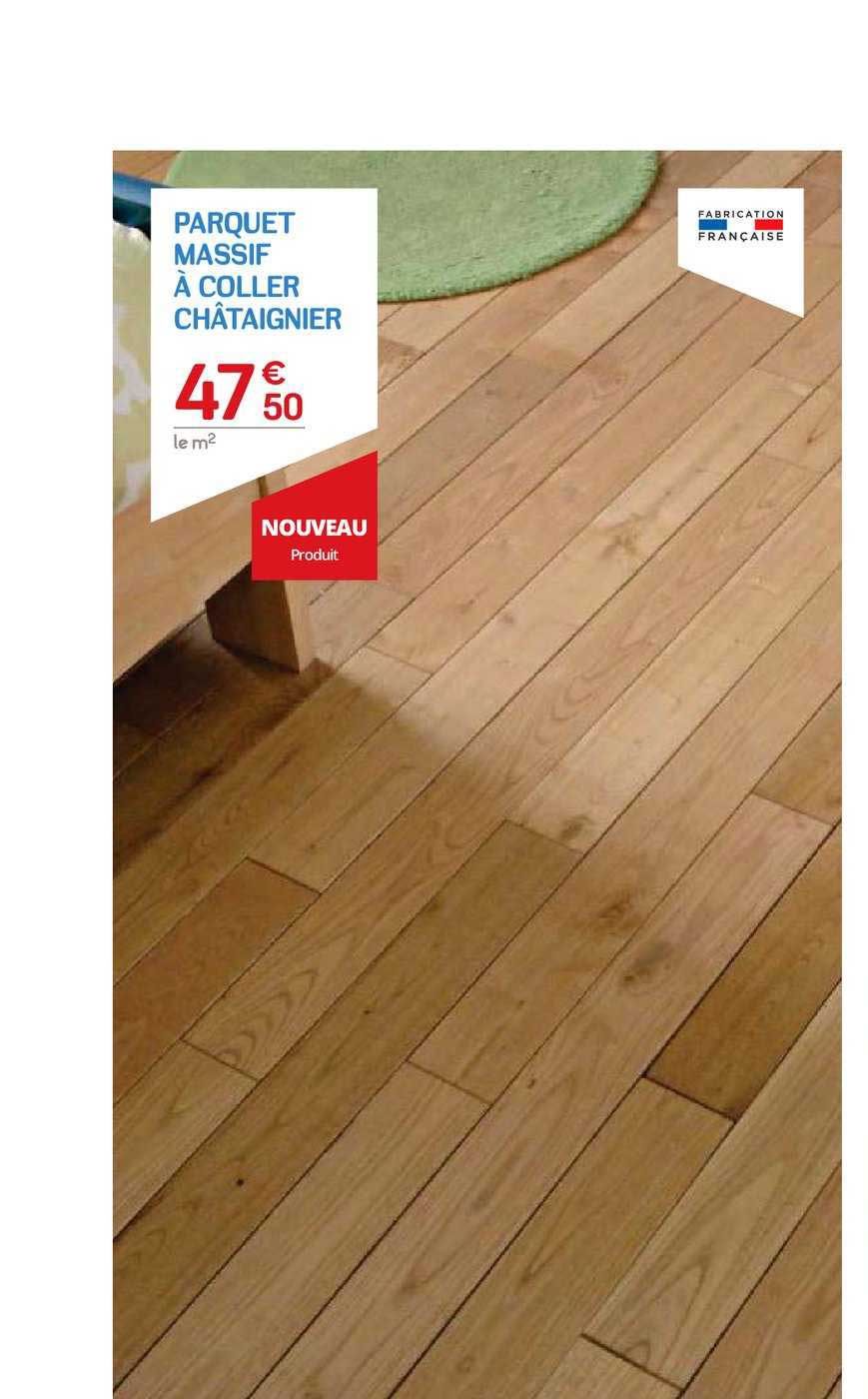 parquet massif à coller châtaignier