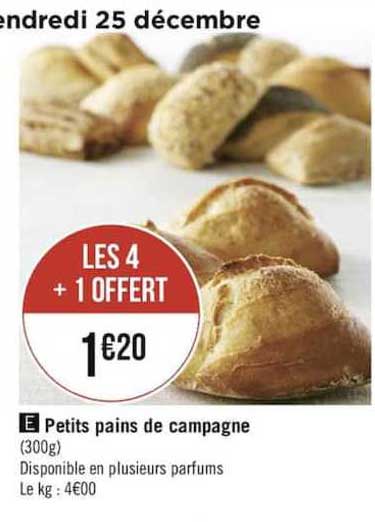 Petits Pains De Campagne 4+1 Offert