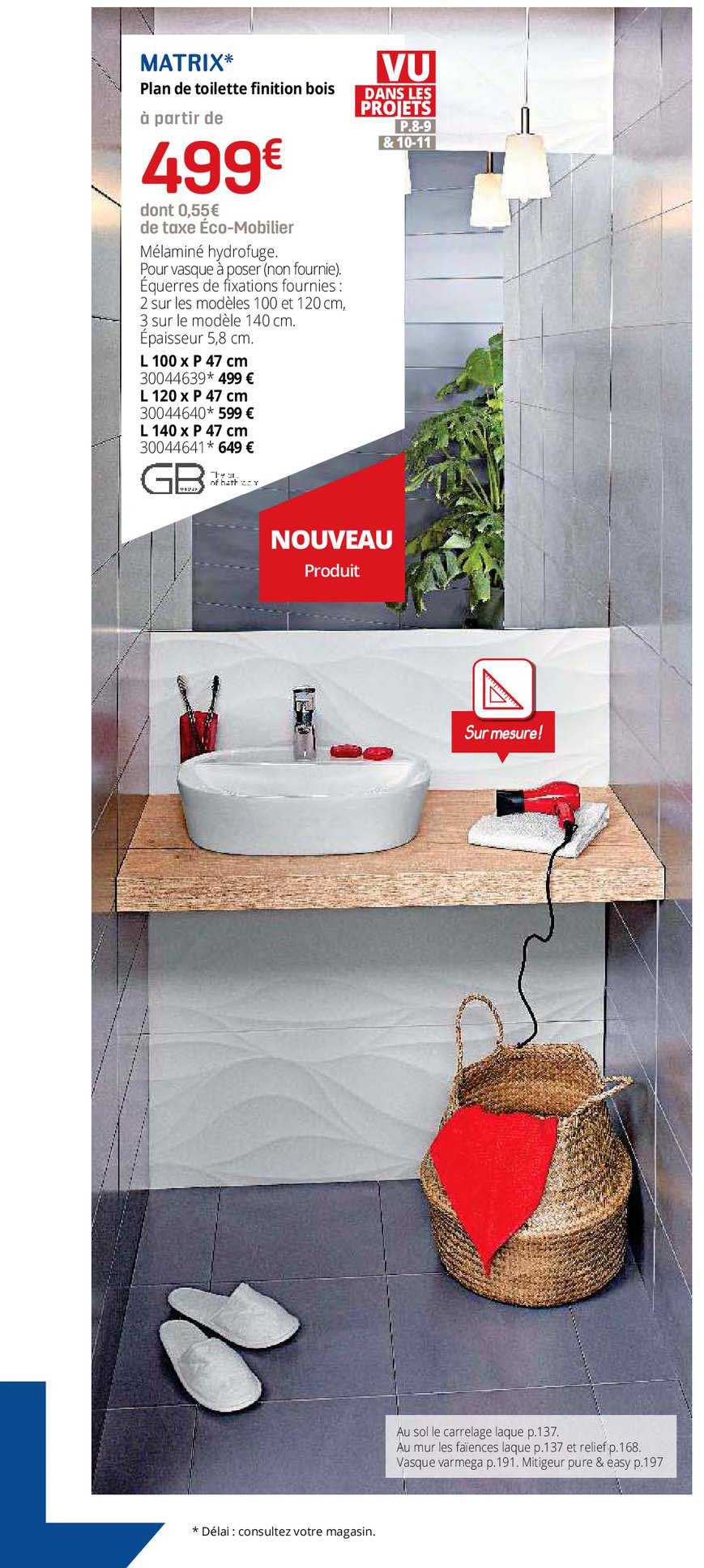 plan de toilette finition bois matrix