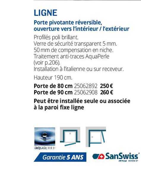 porte pivotante réversible, ouverture vers l'intérieur - l'extérieur ligne