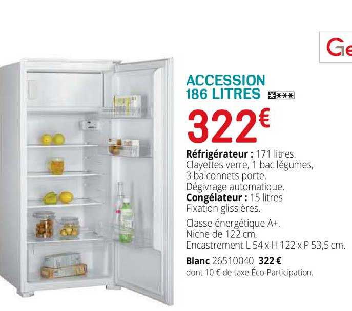 réfrigérateur, congélateur accession 186 litres