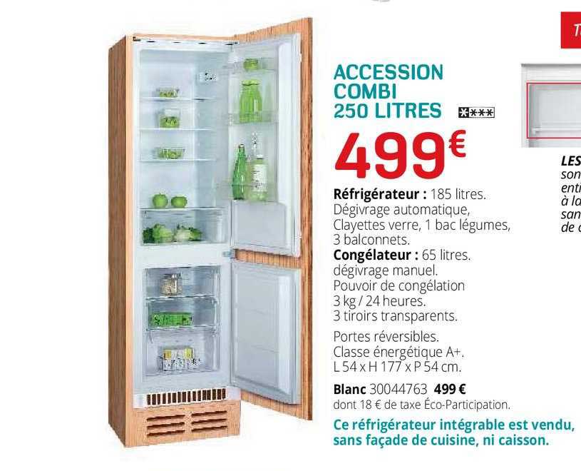 réfrigérateur, congélateur accession combi 250 litres