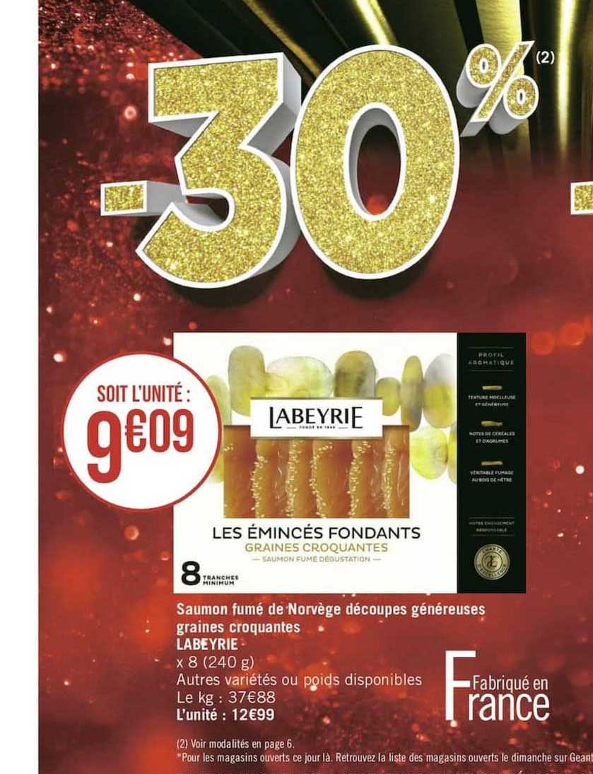 saumon fumé de norvège découpes généreuses graines croquantes labeyrie