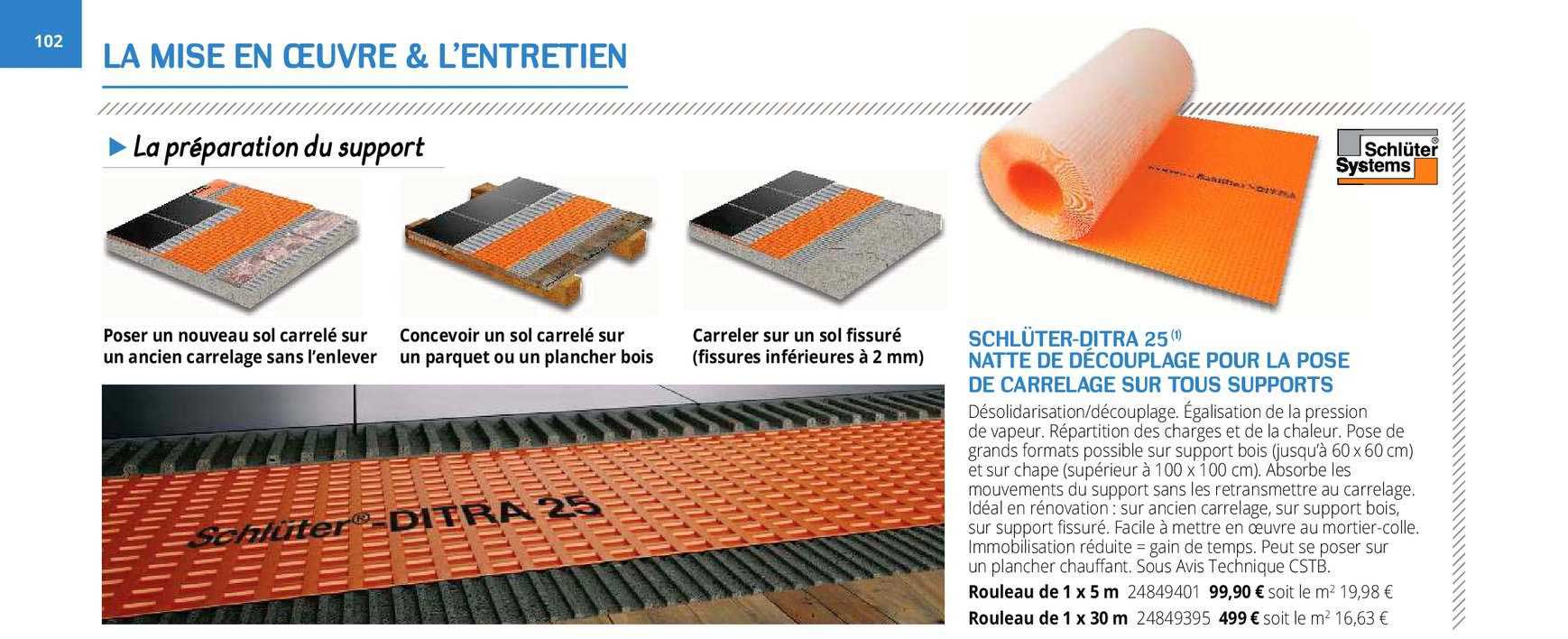 schlüter ditra 25 natte de découplage pour la pose de carrelage sur tous supports