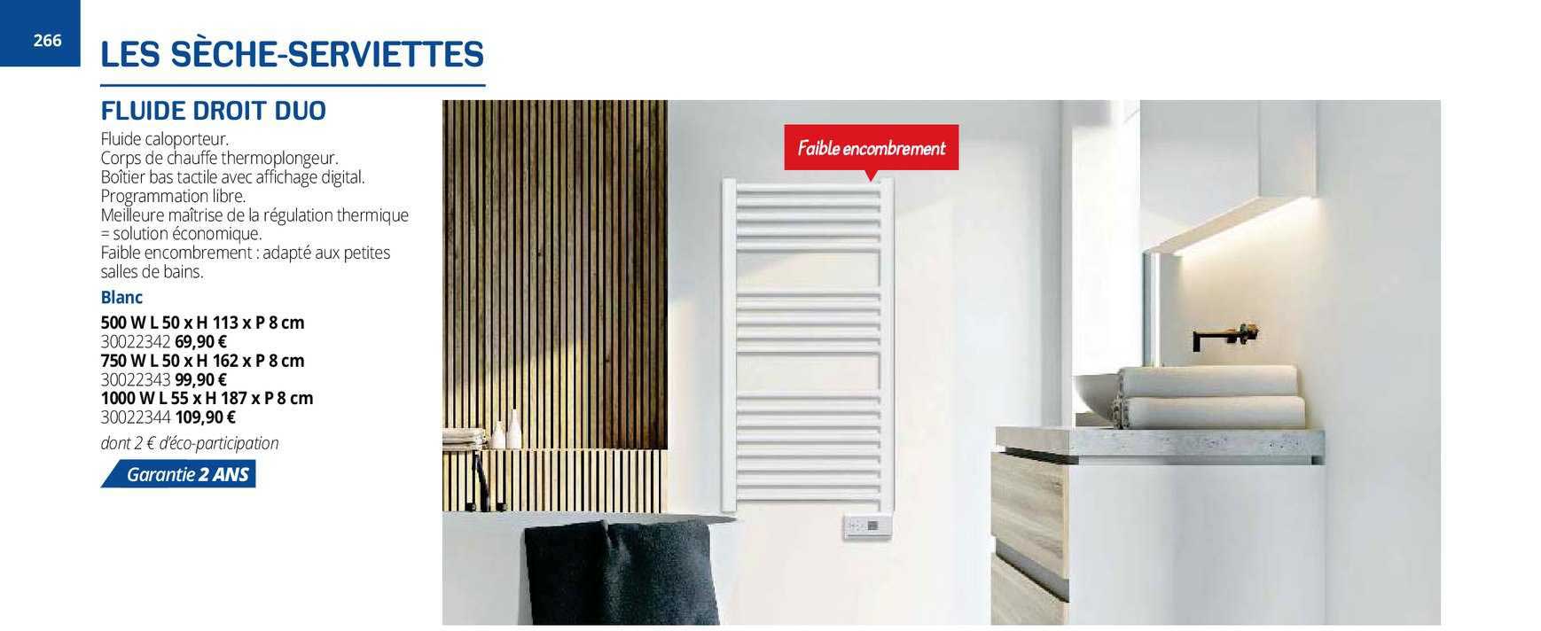 sèche-serviettes fluide droit duo
